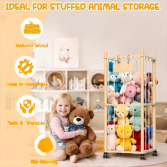 Belveora stuffed animal storage wheels close-up emphasizes easy movement and locking wheels.