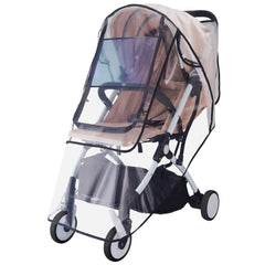 Bemece Stroller Rain Cover full view shows clear window for easy baby checks during outings