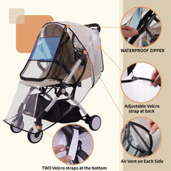 Bemece stroller rain cover with mesh vents improves airflow for baby comfort.