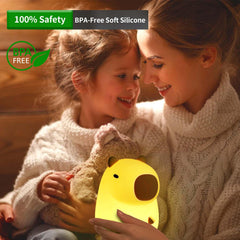 BemeedLigt Capybara night light with touch control enables easy dimming.