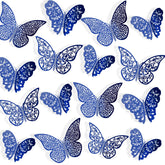 Bememo 72-piece 3D butterfly wall decals in sapphire blue for bright room charm