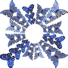 Bememo metallic sapphire butterflies wall art boosts decor with glittery focal point