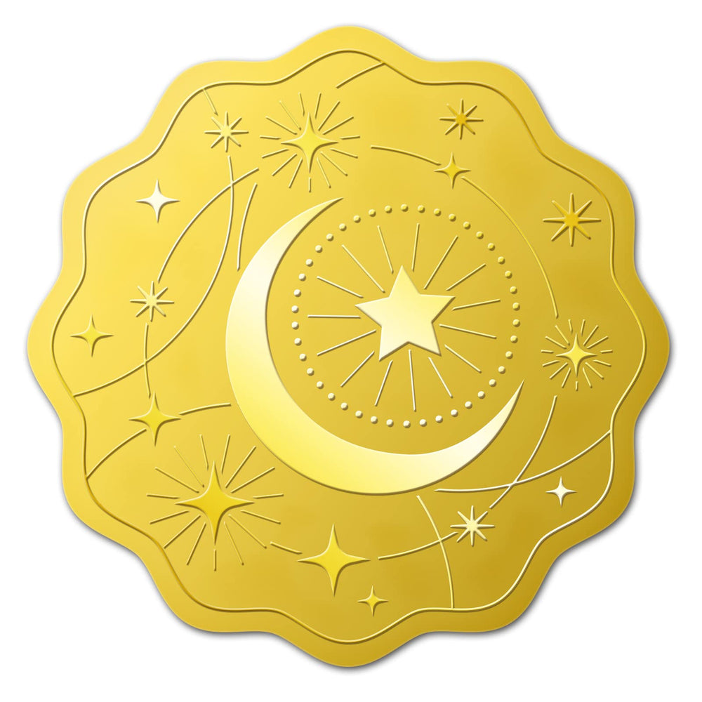 BENECREAT moon-star embossed stickers with gold foil for invitations