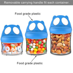BeneLabel snack jars removable handle blue supports easy carrying during trips
