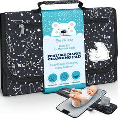 Benicci portable diaper changing pad built-in pillow provides on-the-go head support