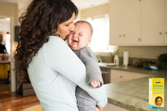 Benjamin's Infants Gripe Water label showcases gluten-free, alcohol-free formula for safe use.