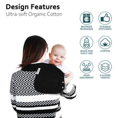 Benoxine burp cloth curved design stays in place.