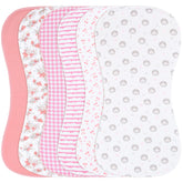 Benoxine six-pack burp cloths with stylish prints protect clothes during feeds