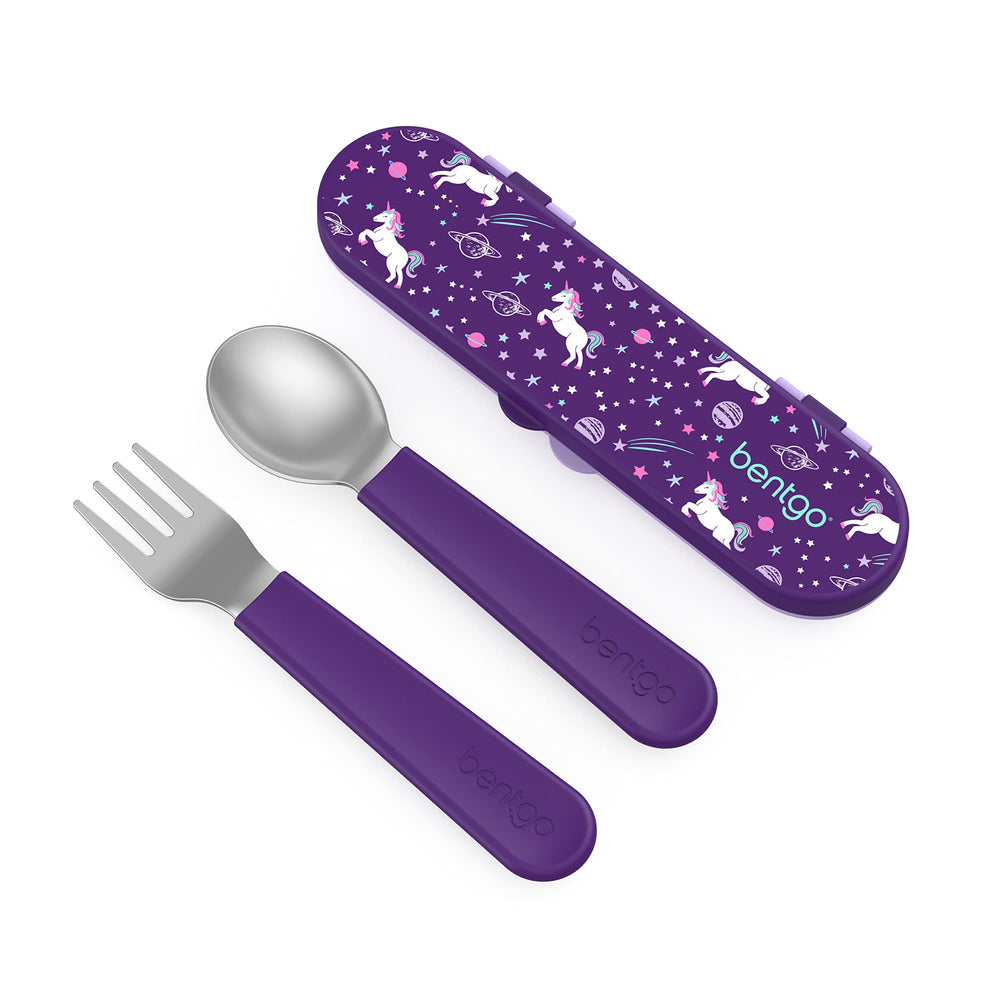 Bentgo Kids unicorn fork close-up with easy-grip handle for small hands