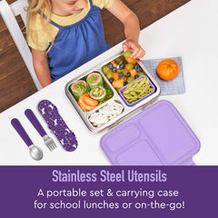 Bentgo Kids unicorn spoon close-up with silicone handle for comfortable meals