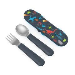 Bentgo Kids dinosaur case with easy-grip utensils for school lunches