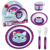 Bentology Kitty mealtime plate with raised edge for easy self-feeding and scooping