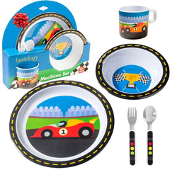 Bentology racecar plate with raised edge for easier self-feeding and scooping