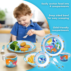 Bentology Shark Mealtime Cup for toddlers with a spill-resistant mouthpiece.