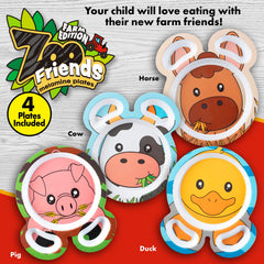 Bentology Zoo Farm plate Pig design with separate sections for foods.