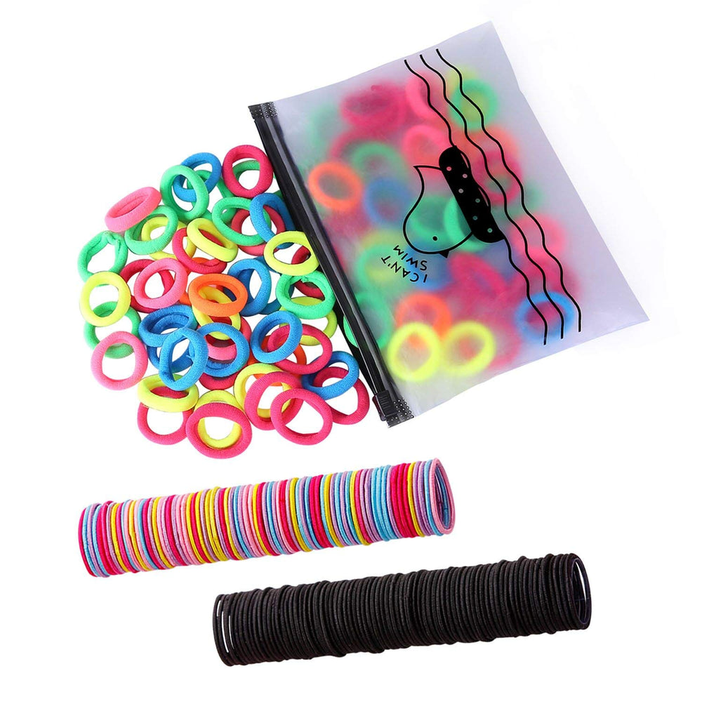 BEoffer 300-pack hair ties bulk in zippered bag for easy storage and family use.