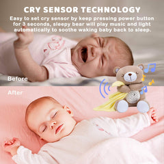 BEREST night light projector shows stars and moon for soothing nursery ambiance.