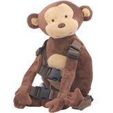 Berhapy Monkey Backpack Harness brown with soft plush fabric for safe outings.