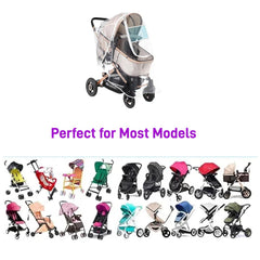 Berocia universal-fit rain cover compatible with most stroller sizes.