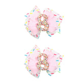 BESALECK birthday hair bow with ice cream pink clip adds sparkle for a princess party