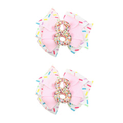 BESALECK birthday hair bow with ice cream pink clip adds sparkle for a princess party