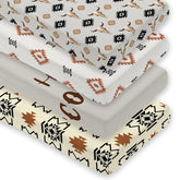Besaomeom 4-pack western crib sheets with secure elastic fit for standard mattresses.