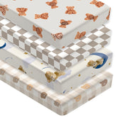 Besaomeom Teddy Bear Crib Sheet Set fabric close-up shows soft breathable texture for naps.
