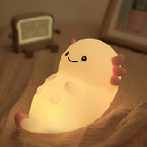 Bestfaith cute white axolotl night light features soft silicone for cozy bedtime ambiance
