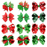 BESTOYARD Christmas bows red and green 12pcs set perfect for festive hairstyles.