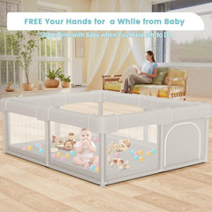 Besuhot Baby Playpen gate-zipper-entry for easy access during diapers
