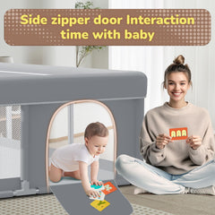 besuhot playpen zipper gate enables easy adult-to-child entry