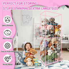 BETBEM stuffed animal storage with bottom mesh bottom enables secure relocation.