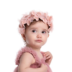 Bethynas baby headband pink flower cluster, perfect for wedding photos