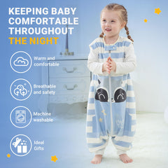 BETTERFUN Toddler Sleeping Sack with Feet side view—roomy fit supports crawling and walking.