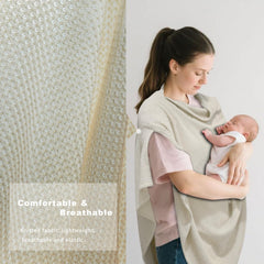 BEWDIO nursing cover used as stroller cover shields baby from sun.