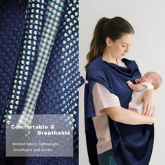 BEWDIO navy blue nursing cover used as stroller cover for baby protection