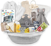 Beyond The Box elephant gift basket front view for a perfect newborn shower gift.