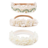BFNAAgirl 3pcs floral headbands set in packaging, gift-ready for baby photos.