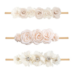 BFNAAgirl floral headband front view with soft elastic fit for comfortable daily wear.