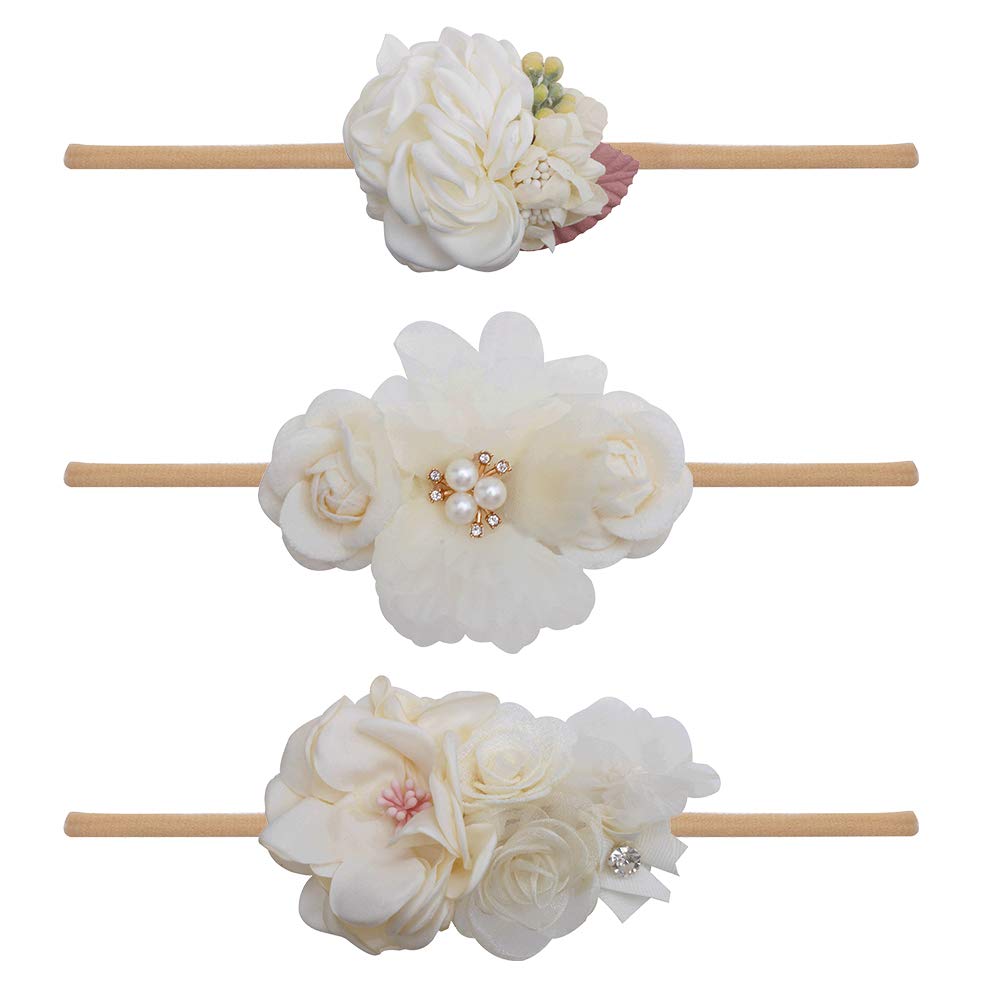 BFNAAgirl headband flower crown set with soft blooms suitable for newborn photography.
