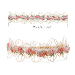 BFNAAgirl nylon flower crown with rhinestones for dress-up occasions.