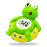 B&H Baby Bath Thermometer Frog floats in water showing bath temperature with clear LED readout.