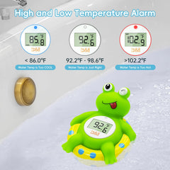 B&H thermometer uses red and blue indicator lights for hot and cool bath cues.
