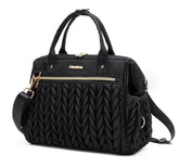 BHAFEM diaper bag small black front view shows organized pockets for essentials