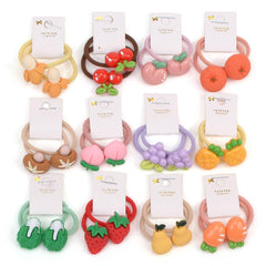 BIANHUAN 24-pack baby hair ties with fruit patterns secure active-kid styling