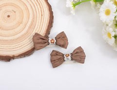 BIANHUAN baby hair bow clip cotton ribbon closeup for gentle wear