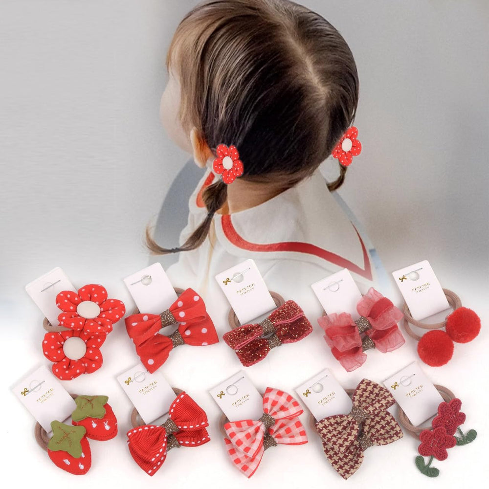 BIANHUAN hair ties with bows in bright colors close-up showing colors and bow detail