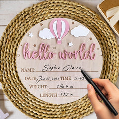 BIANSIWU Hello World newborn sign with 3D acrylic letters for visual impact