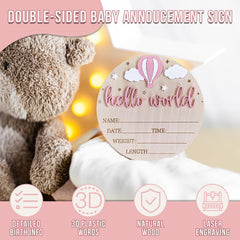 BIANSIWU Hello World newborn sign double-sided display for milestones
