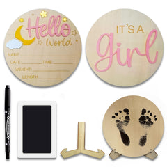 BIANSIWU Hello World sign with engraved details for newborn announcements